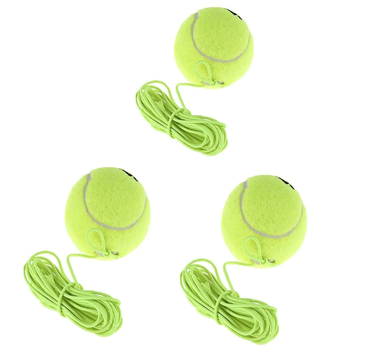 3-Pack Tennis Training Balls with Strings – Self-Practice Trainer & Replacement Balls for Indoor & Outdoor Tennis (Yellow)